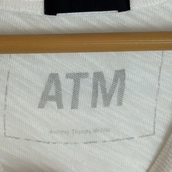 ATM Anthony Thomas Melillo White Slub Cotton Tee Shirt XL Lightweight Sheer Top - Picture 10 of 12